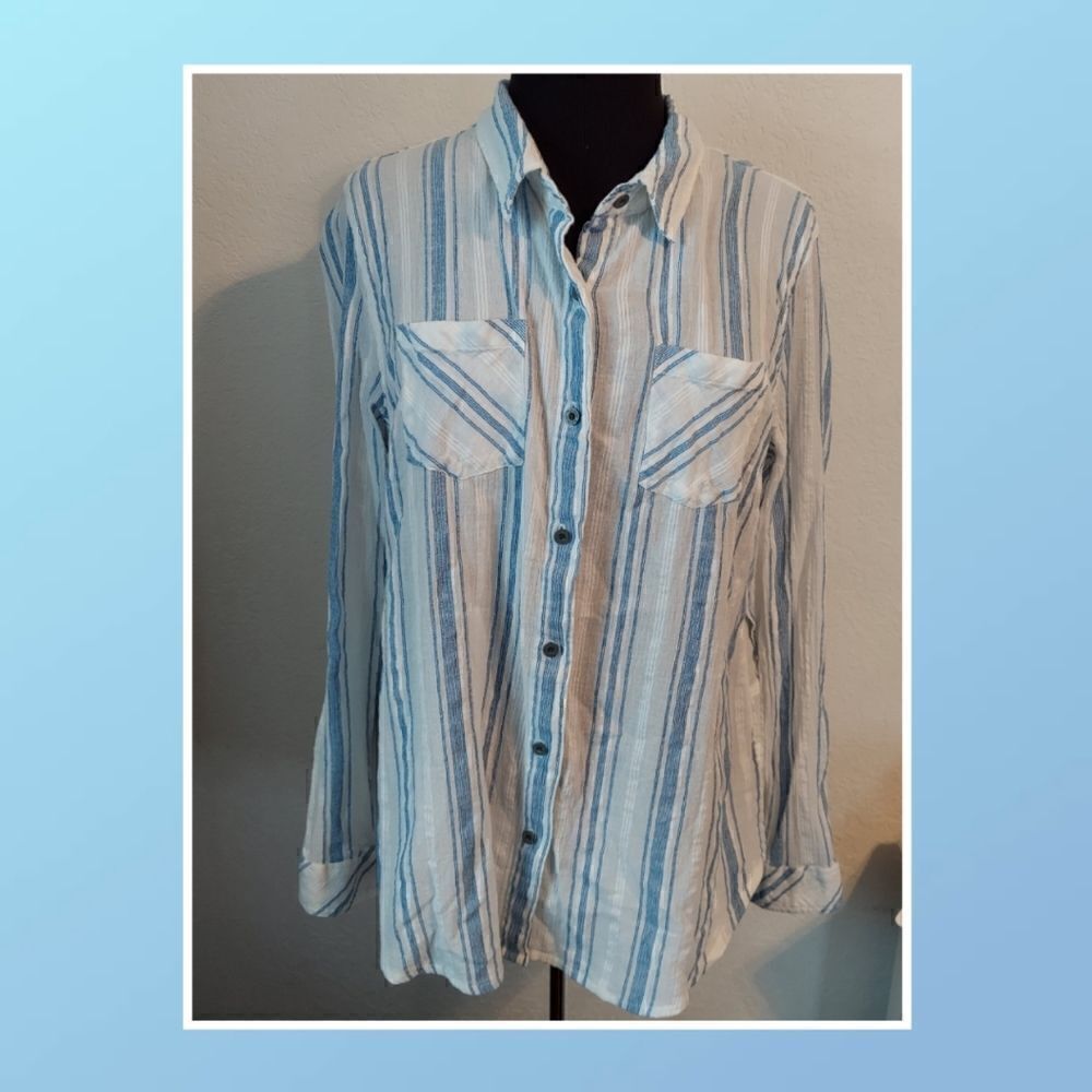 RUFF HEWN LONG BUTTON DOWN LONG SLEEVE SHIRT  XL